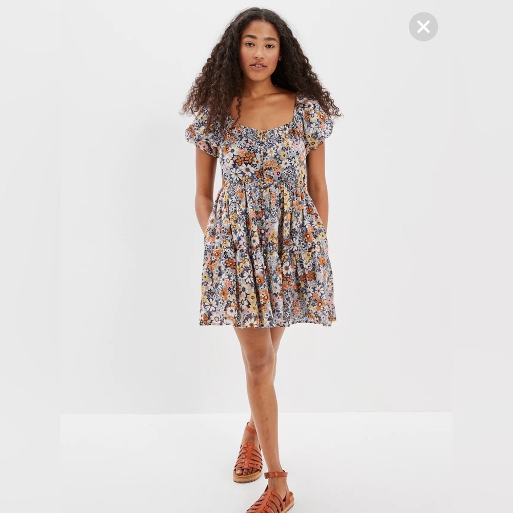 American Eagle Outfitters Floral Button-Front Mini Dress - Picture 2 of 8